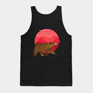 Bears and butterflies in the forest Tank Top